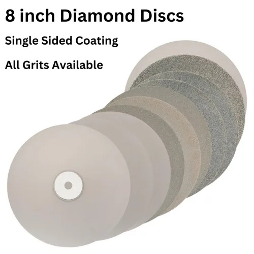 Miniatura 9 de Drilax Disco de regazo plano de diamante de 8 pulgadas Grano 100, orificio de eje de 1/2 pulgada para rectificado lapidario, modelado de piedra