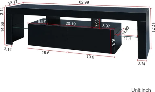 Miniatura 7 de Holaki Moderno soporte de TV LED de alto brillo con 20 luces de color, consola multimedia para TV de hasta 70 pulgadas, color negro