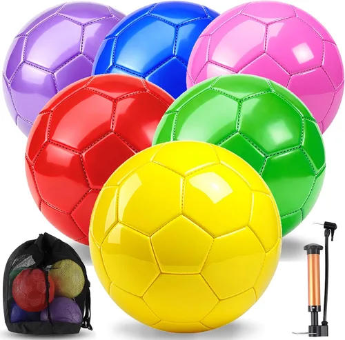 Miniatura 9 de Realspring Balones de fútbol desinflados a granel con bolsa de inflador, operación de Navidad, tamaño oficial, fútbol para jóvenes, al aire libre