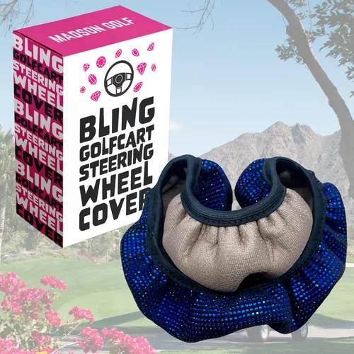 Miniatura 6 de Funda universal para volante de carrito de golf con diamantes de imitación de cristal brillante coloridos, se adapta a Club Car, Yamaha, EZGO, funda