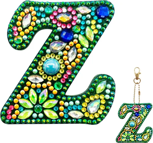 Miniatura 29 de YOYA Llaveros de pintura de diamantes de doble cara letras 5D con pintura de diamantes, kit de llavero de pintura de diamantes de taladro completo
