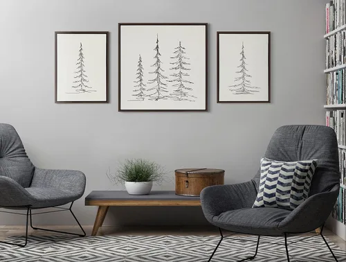 Miniatura 3 de Kate and Laurel Sylvie Minimalist Evergreen Trees - Juego de lienzo enmarcado por The Creative Bunch Studio, 2 piezas de 18 x 24 pulgadas, marrón, 2