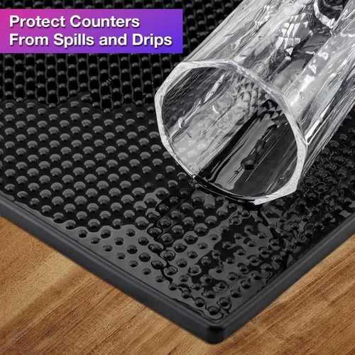Miniatura 2 de Noverlife Juego de 3 tapetes de goma negra para servicio de bar, tapete de peluquería flexible para encimera, tapetes impermeables para el hogar