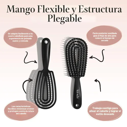 Miniatura 4 de Kitsch Cepillo desenredante para cabello Flexi Flow para mujeres, hombres y niños Cepillos desenredantes para cabello rizado con marco flexible