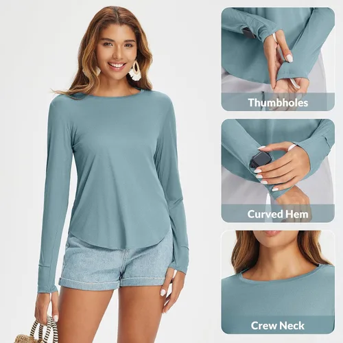 Miniatura 79 de BALEAF - Camisetas de sol de manga larga para mujer, con FPU 50+, para senderismo, ligeras, de secado rápido, protección contra rayos ultravioleta