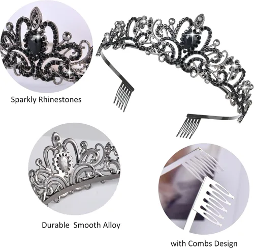 Miniatura 12 de Tiaras de cristal para mujer, fiesta de cumpleaños, princesa, boda, novias, corona, graduación, accesorios para el cabello, regalos con peines