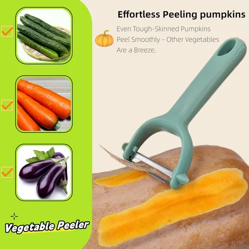 Miniatura 5 de Trez Treamer Paquete de 6 peladores de verduras para cocina, juego de pelador de manzanas de acero inoxidable para verduras, zanahoria, frutas