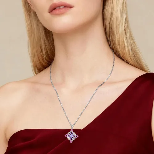 Miniatura 148 de Collar de pentagrama de plata de ley con triple luna, diosa celta, nudo celta, nudo de brujas, Ankh, sol y luna, Hécate, lilith, Santa Muerte