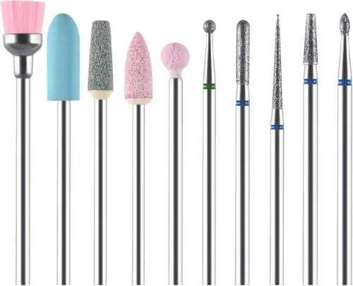 Miniatura 9 de URAQT Juego de brocas de cerámica para uñas, 10 piezas de brocas eléctricas de 3/32 pulgadas, brocas profesionales para pulir cutículas para uñas