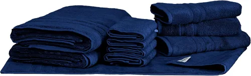 Miniatura 18 de Mosobam Juego de toallas turcas de lujo de 12 piezas XL de 35 x 70 pulgadas, 16 x 30 pulgadas, 13 x 13 pulgadas, azul Allure de 700 GSM, viscosa