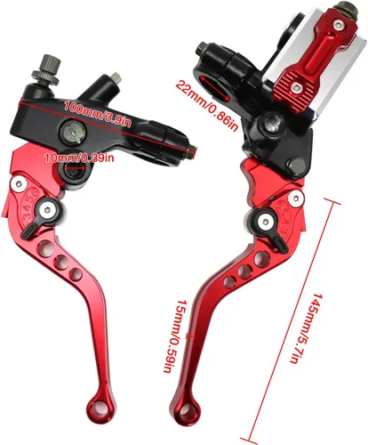 Miniatura 2 de Motocicleta 7/8 "0.866 in Manillar Freno Cilindro Maestro Palanca de Embrague CNC Izquierda y Derecha Juego Universal Compatible con Honda Kawasaki