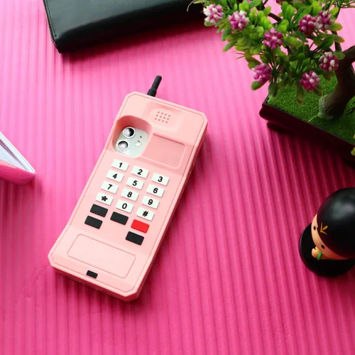 Miniatura 6 de Bonita funda clásica retro con forma de teléfono celular para iPhone 13, iPhone 14, iPhone 15 de 6.1 pulgadas, funda de silicona suave con dibujos