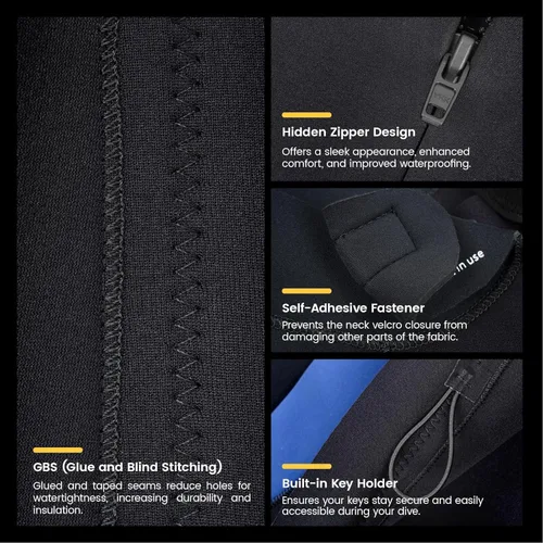 Miniatura 3 de Traje de neopreno para hombre, 5/0.157 in mejorado de neopreno CR para hombres, traje térmico ideal para agua fría, cremallera trasera para surf