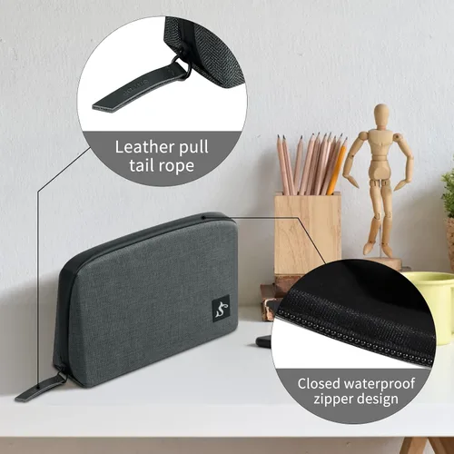 Miniatura 4 de simtoper Estuche organizador electrónico de viaje, bolsa impermeable para cables, cargador, disco duro, banco de energía, pequeño almacenamiento Gris