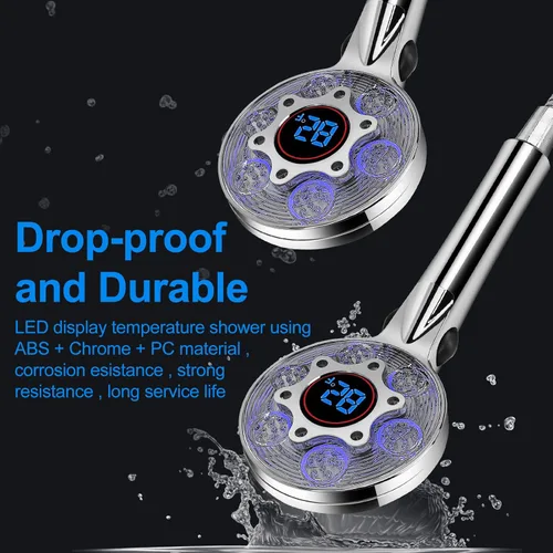 Miniatura 4 de Cabezal de ducha LED con mango, que cambia de color, cabezal de ducha de alta presión con pantalla de temperatura del agua, cabezales de ducha
