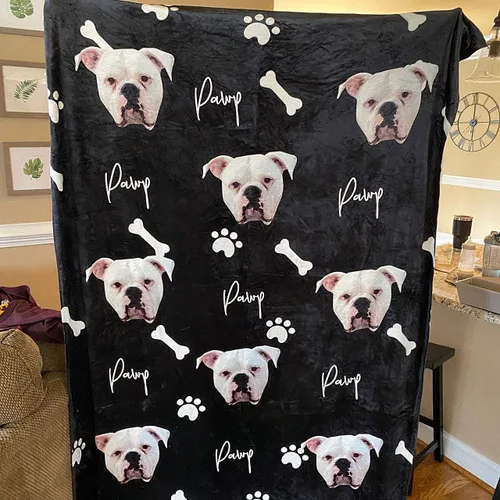 Miniatura 5 de Manta personalizada de fotos y textos para bebés, niños y adultos. Manta facial de forro polar personalizada, regalos personalizados para perros