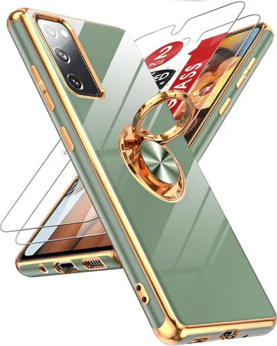 Miniatura 141 de LeYi Funda para Samsung Galaxy S22 Ultra con soporte de anillo giratorio de 360°, soporte magnético, chapado en oro rosa, borde protector para Negro