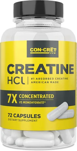 CON-CRET Cápsulas de creatina HCl | Apoyo muscular, cognitivo y de energía celular | Sin hinchazón ni calambres | Fabricado en EE. UU. y certificado