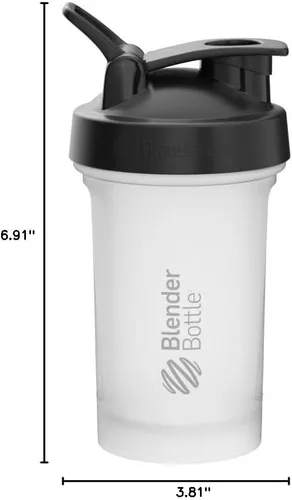 Miniatura 7 de BlenderBottle Classic V2 Botella mezcladora perfecta para batidos de proteínas y preentrenamiento, 20 onzas, color transparente/negro 2-Claro/Negro