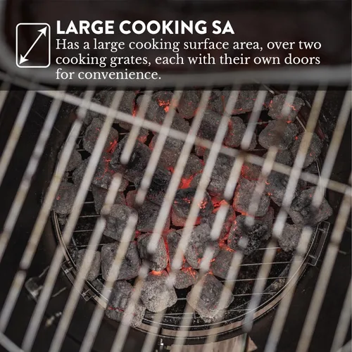 Miniatura 4 de GasOne - Ahumador vertical con termómetro – Ahumador de carbón resistente de 16 pulgadas – Ahumador multiusos para barbacoa de carbón