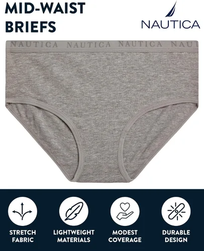 Miniatura 2 de Nautica Ropa interior para niñas, paquete de 10 calzones cómodos elásticos de algodón transpirable de cintura media para niñas (tallas 4-12)