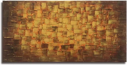 Miniatura 15 de MyArton Arte de pared de lienzo texturizado, cuadrados abstractos, pintado a mano, pintura al óleo moderna de color azul oscuro, imagen