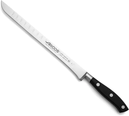 Miniatura 30 de Arcos Cuchillo forjado dentado de acero inoxidable de nitrum de 5 pulgadas y hoja de 5.118 in. Mango ergonómico POM de polioximetileno. Serie Blanco