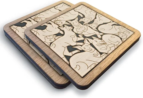 Miniatura 9 de 02 Posavasos de Perro Beagle - Juego de Posavasos de Madera con Rompecabezas de Perro Beagle - Posavasos Entrelazados tipo Rompecabezas con Diseño