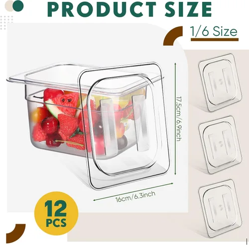 Miniatura 2 de Yinkin 12 tapas de policarbonato para sartenes de alimentos con asa, tamaño 1/6, tapa transparente para sartén de hotel, cubierta de plástico