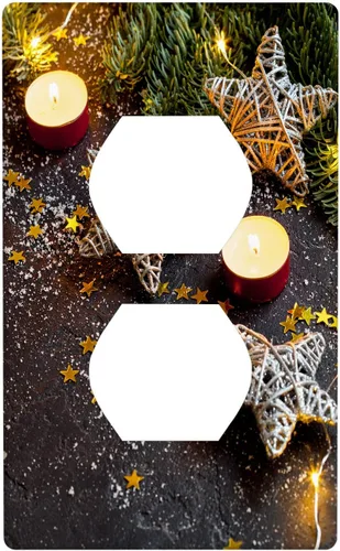 Miniatura 52 de Cubierta de interruptor de luz dúplex de 1 banda, cubierta decorativa de Navidad con copos de nieve rojos, placa frontal decorativa para cocina