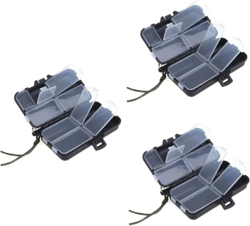 Miniatura 9 de INOOMP Caja de almacenamiento rosa para accesorios de pesca con mosca, caja de aparejos de pesca de plástico, 9 compartimentos