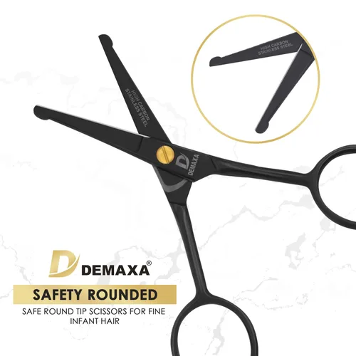 Miniatura 6 de DEMAXA Tijeras de seguridad para bigote con punta redonda de 4.5" y tijeras para barba con 1 peine para bigote, 1 peine para barba y bolsa suave