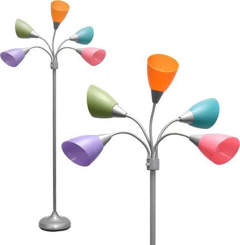 Miniatura 10 de Simple Designs LF2006-BAW 67" Lámpara de pie contemporánea con múltiples cabezales Medusa de 5 luces, lámpara de pie ajustable de cuello de cisne