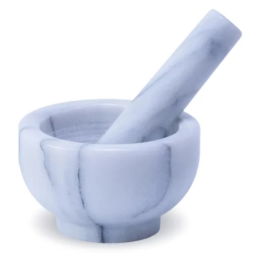 Juego de mortero y mortero de mármol, 5.1 fl oz, molinillo de especias, molinillo de hierbas, trituradora de especias de mármol sin pulir, utensilio