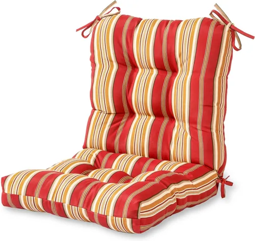 Miniatura 63 de Cojines para silla de exterior con bisagras, diseño de una sola pieza, cojín reversible para asiento y respaldo de patio con lazos, tela