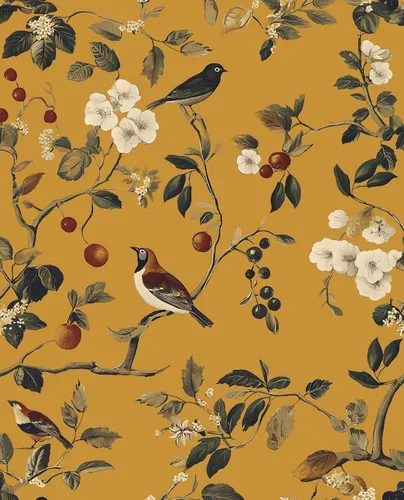 Miniatura 25 de Papel pintado verde floral Laatse de despegar y pegar, papel pintado de pájaros 17.5" x 78.7", papel de contacto floral vintage, impermeable