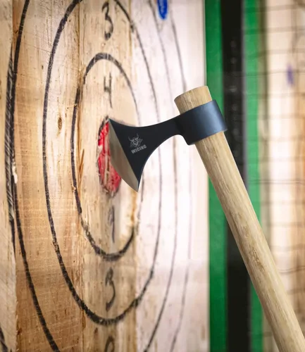 Miniatura 3 de Hachas de lanzamiento, paquete de 2 Tomahawks de 16.2 pulgadas de acero de alto carbono y mango de madera, para recreación y competencia