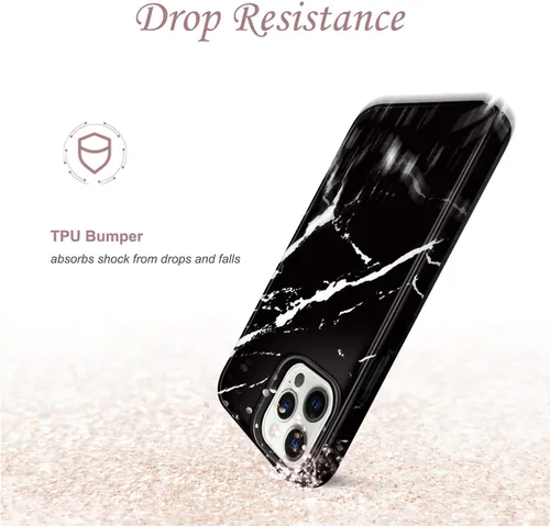 Miniatura 5 de Compatible con iPhone 12 Pro Funda iPhone 12 Funda de mármol delgada a prueba de golpes TPU suave goma silicona funda funda de teléfono negro