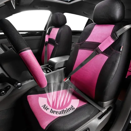 Miniatura 14 de CAR PASS - Fundas de asiento universales de 13 piezas de malla de aire 3D - 100% transpirables, juegos completos, cubierta de volante y cinturón