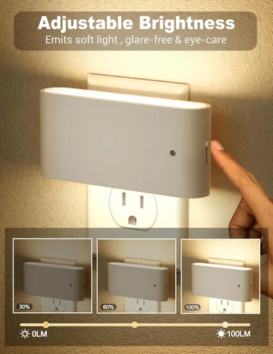 Miniatura 2 de JandCase Luces nocturnas LED enchufables a la pared, luz nocturna con sensor de luz del atardecer al amanecer, luz nocturna regulable enchufable
