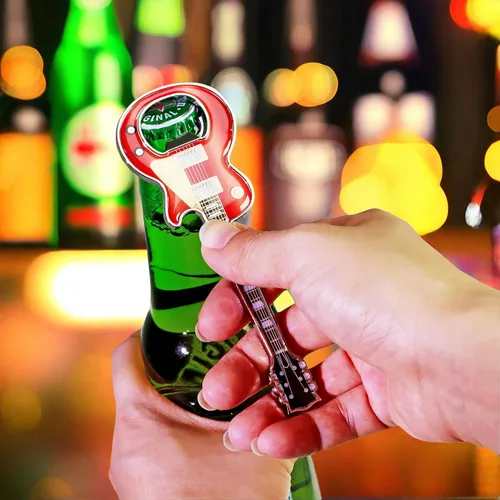 Miniatura 7 de 1 pieza/set abridor de botellas abridor de botellas de cerveza abridor de botellas con forma de guitarra regalo de guitarra accesorios de cocina Rojo
