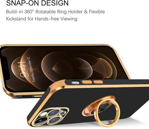 Miniatura 5 de BENTOBEN Funda para iPhone 12 Pro Max, iPhone 12 Pro Max con soporte de anillo de rotación atril flexible de TPU a prueba de golpes, protección