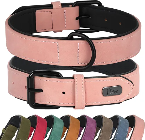 Miniatura 12 de Didog Collar de perro de piel sintética acolchado suave, transpirable y ajustable para perros pequeños, cómodo para paseos diarios, marrón, ajuste M