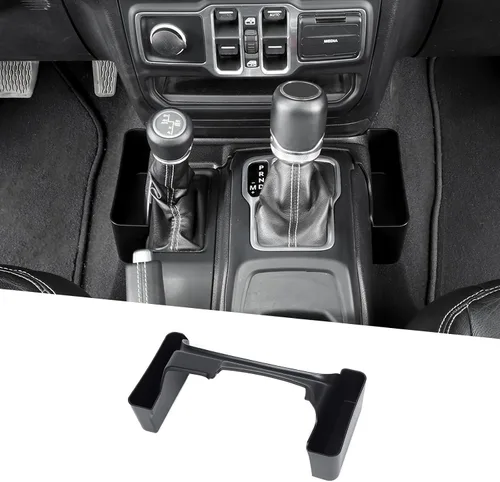JeCar Organizador de Almacenamiento para Consola Central, Bandeja de Cambio de Marchas para 2018-2024 2025+ Jeep Wrangler JL JLU Gladiator JT (Negro)