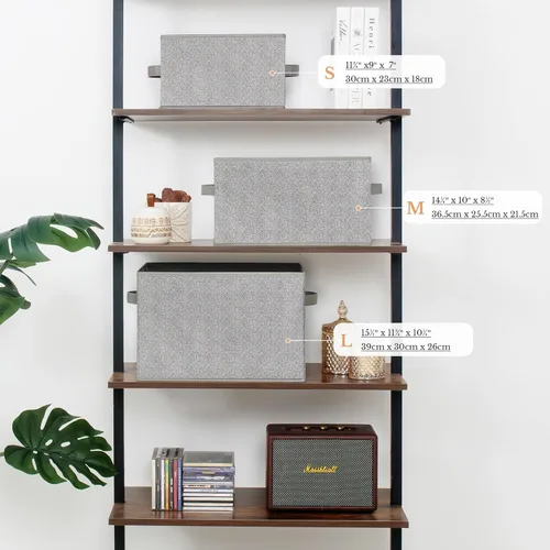 Miniatura 3 de GRANNY SAYS Contenedores de tela para almacenamiento, contenedores de armario para estantes, canasta de almacenamiento con asas, cajas de Gris ceniza