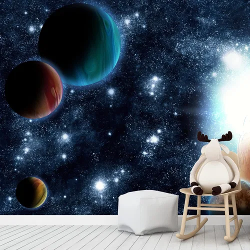 Miniatura 14 de NWT Calcomanía removible para pared, diseño de nube galáctica, estrella, nebulosa, fantasía, ciencia ficción, astronomía y arte espacial, arte