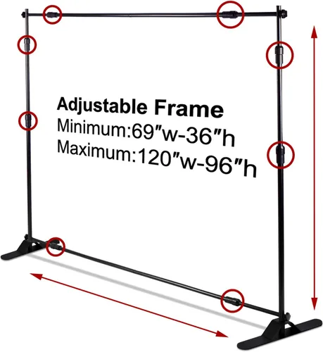 Miniatura 3 de AkTop Kit de Soporte de Banner Telón de Fondo Resistente de 8x8 pies, Escalón de Fotografía Ajustable y Soporte de Repetición para Fiestas, Fondo