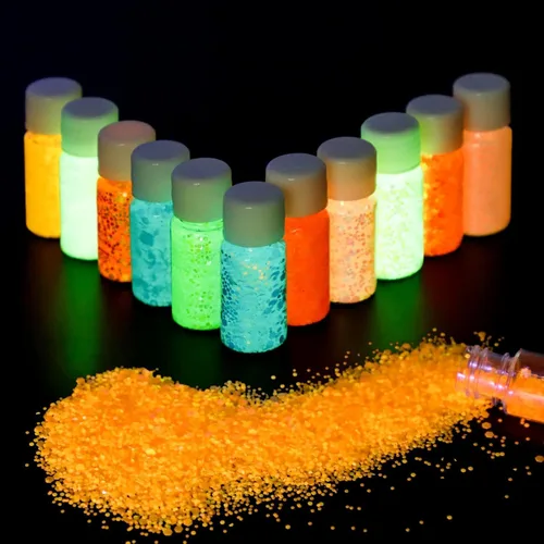 Miniatura 2 de SEISSO Polvo que brilla en la oscuridad, 12 colores, tinte de resina epoxi, pigmento luminoso con purpurina en polvo, seguro de larga duración