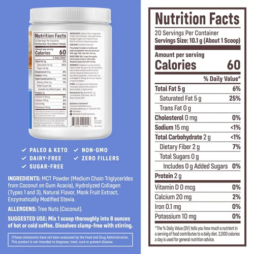 Miniatura 2 de NativePath Crema de café keto de vainilla francesa – Colágeno y aceite MCT en polvo, sin azúcar, sin lácteos – Alimentado con pasto, endulzado
