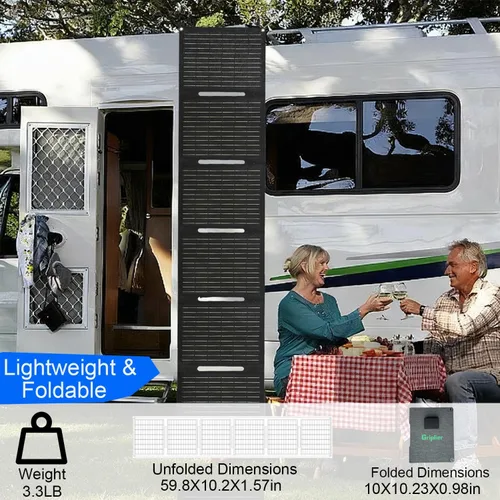 Miniatura 2 de Paneles solares portátiles de 60 W, panel solar plegable ETFE con puertos USB-C/USB-A/CC para senderismo, camping, mochileros, cargador solar
